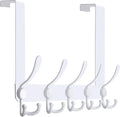 WEBI Over The Door Hooks Door Hanger Hook Rack with 5 Tri Hooks for Hanging,Over The Door Towel Rack Towel Hanger Door Coat Hanger Over Door Coat Rack Behind Back of Bathroom,White