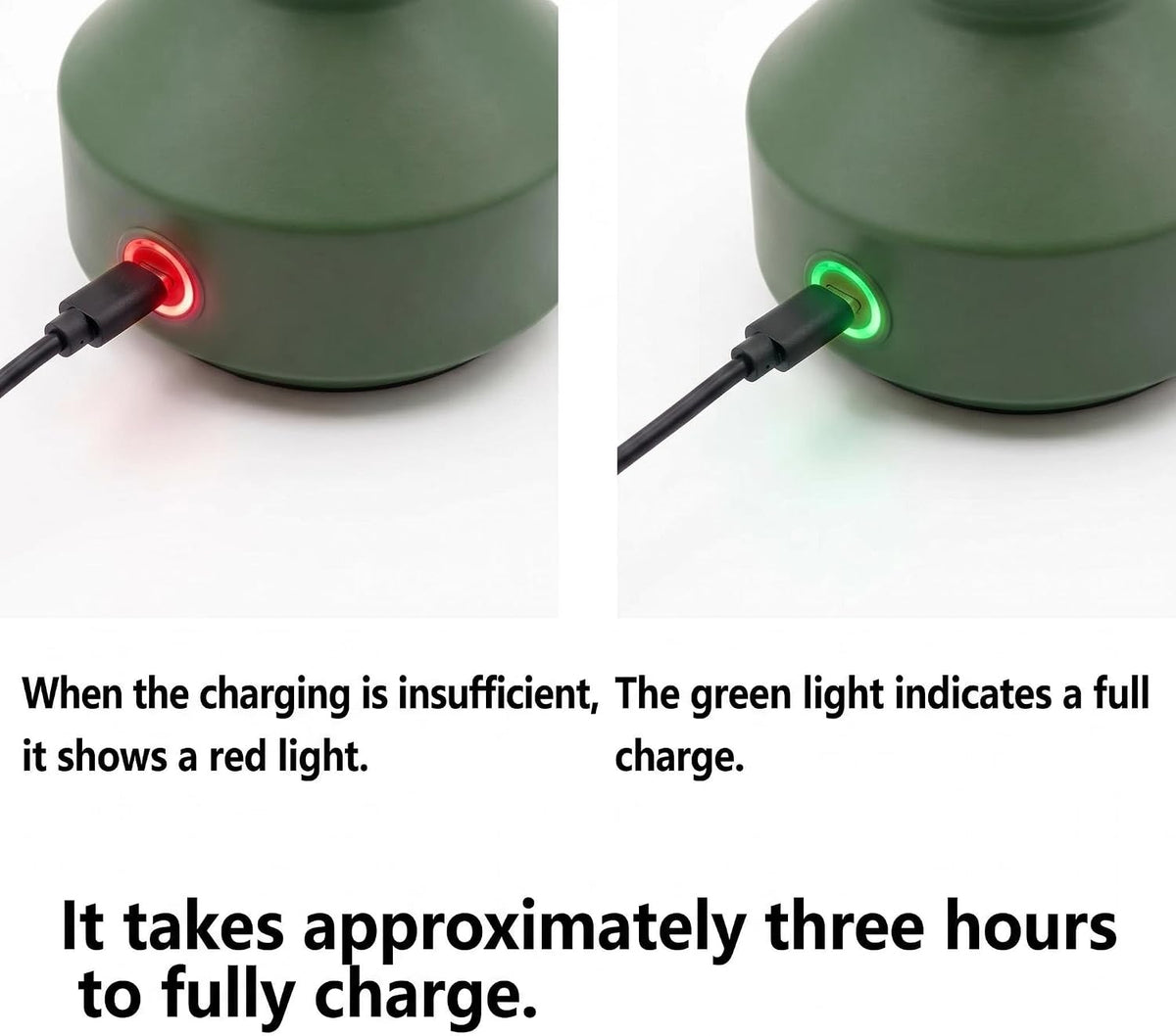 Vintage Rechargeable Cordless Table Lamp,Rotary Dimmable,Matte Green,2-Pack