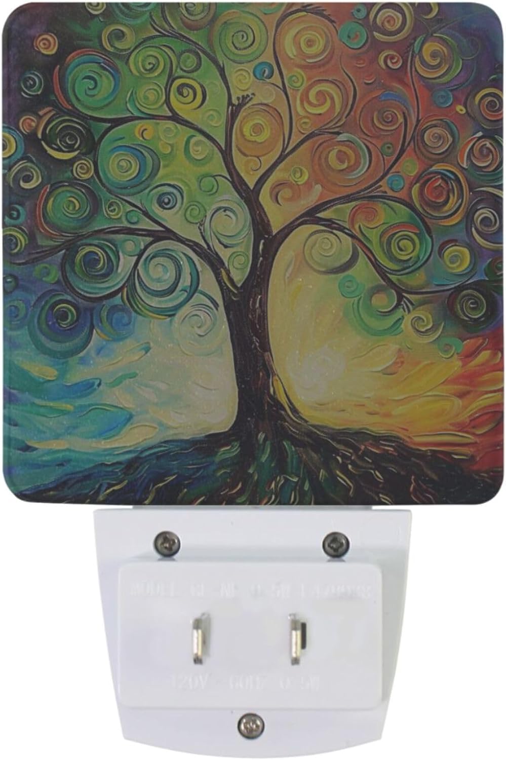 Vdsrup Rainbow Tree of Life Night Light Set of 2 Oil Painting Art Plug-in LED Nightlights Auto Dusk-to-Dawn Sensor Lamp for Bedroom Bathroom Kitchen Hallway Stairs