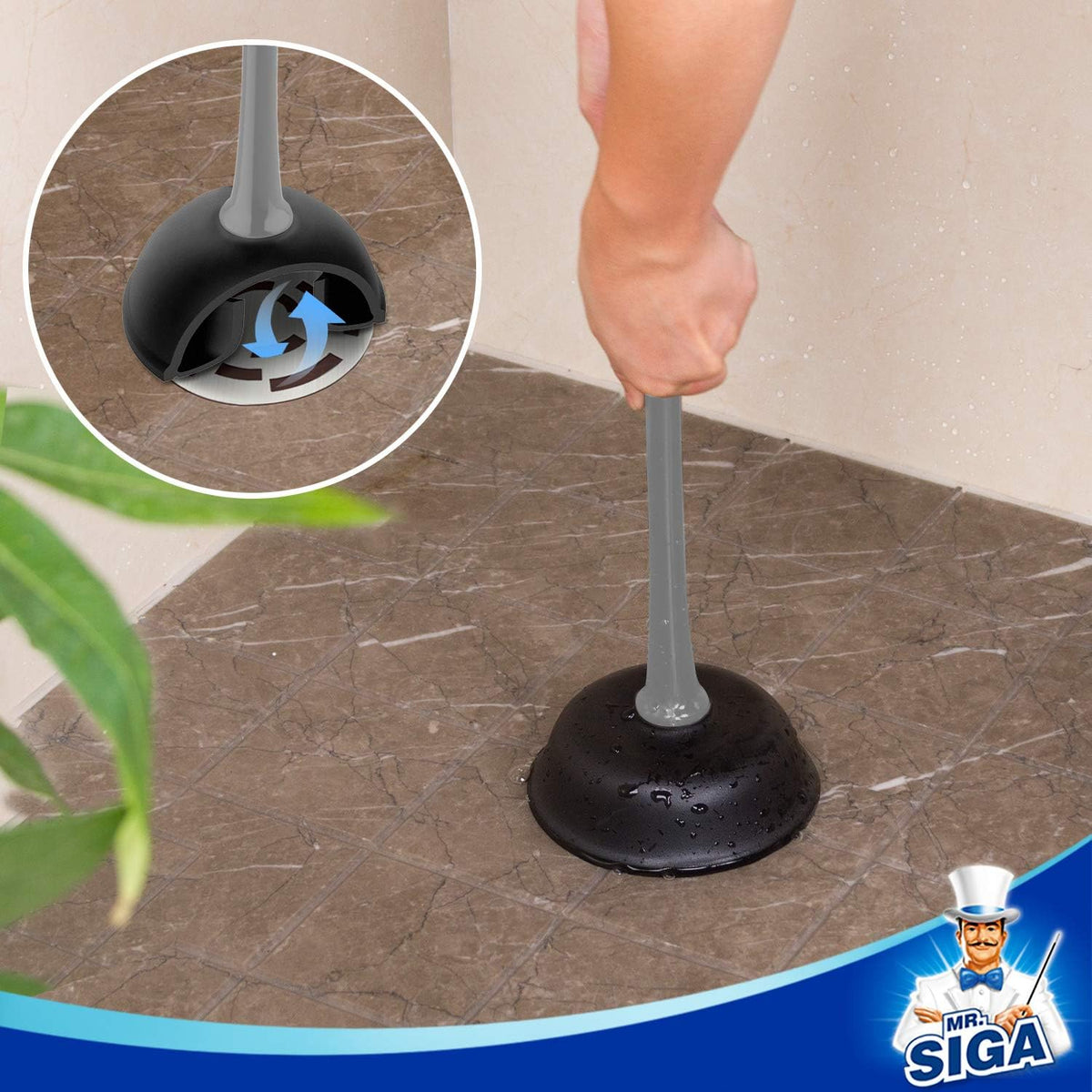 MR.SIGA Toilet Plunger and Bowl Brush Combo for Bathroom Cleaning, Gray