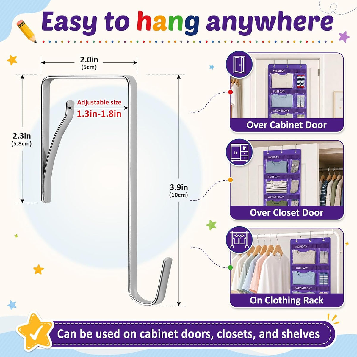 2 Pack Weekly Kids Clothes Organizer with 12 Pockets
