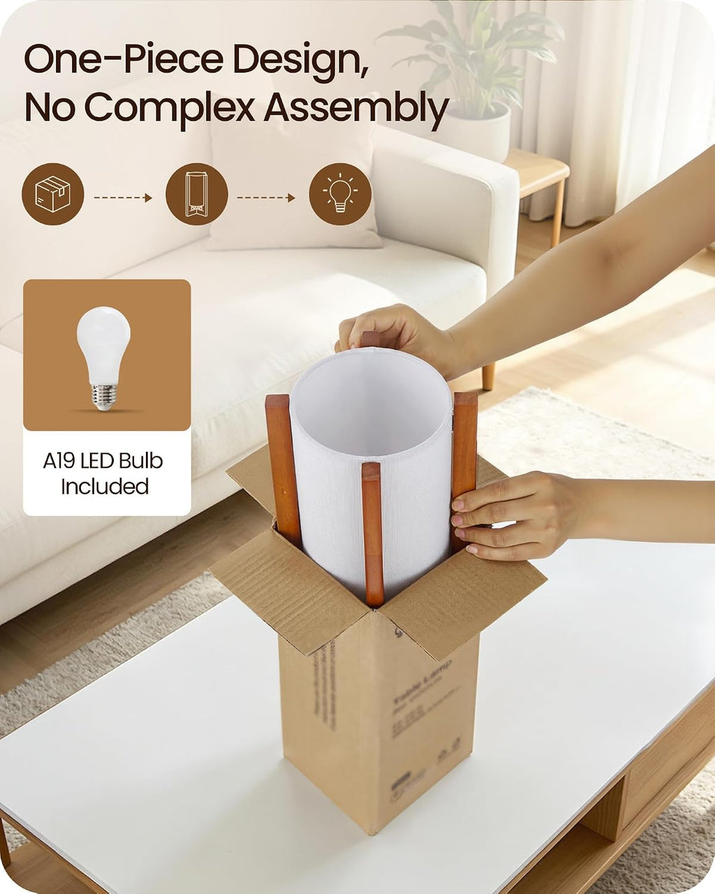 Table Lamps Set of 2, 13.4" Small Bedside Lamps with LED Bulb