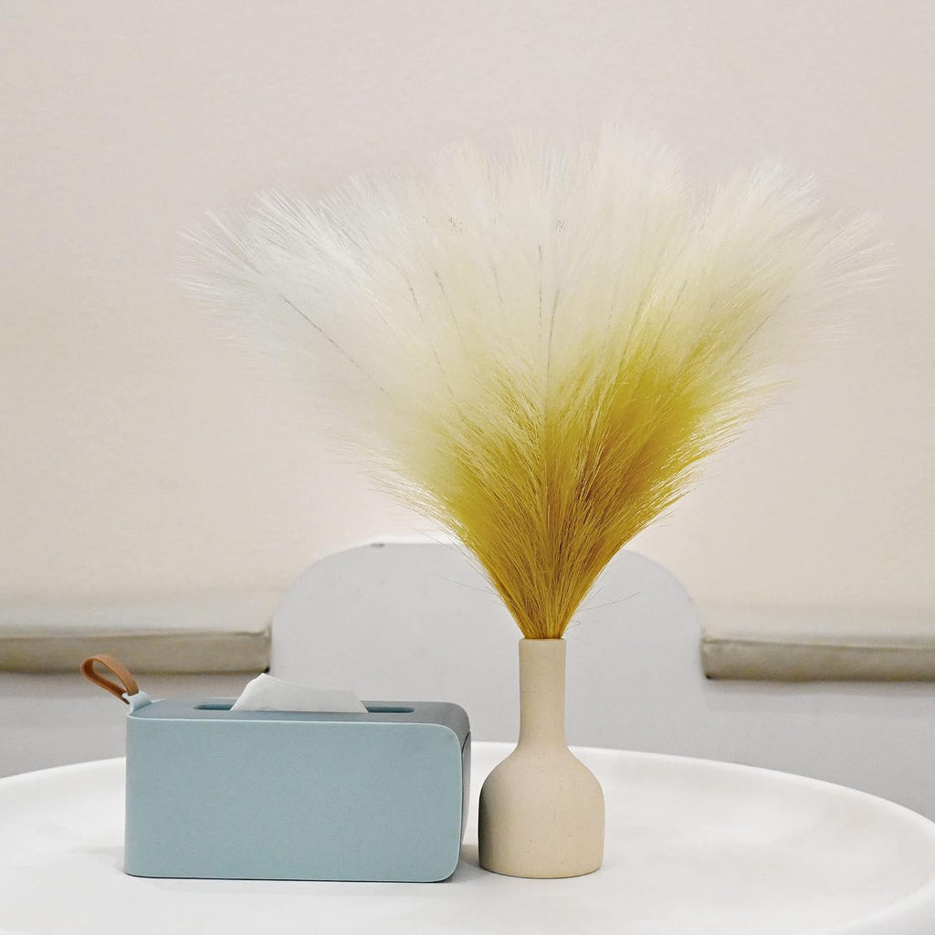 6 PCS Faux Pampas Grass Arrangement - 18"/45cm Artificial Fluffy Pompous Grass Stems for Boho Chic Home and Wedding Decor (Khaki Gradient)