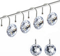 Romantic Angels 12PCS Shower Curtain Hooks Rings for Bathroom, Stainless Steel Rust Resistant Decorative Rhinestones Shower Curtain Hooks for Shower Curtains and Shower Rod (Silver)