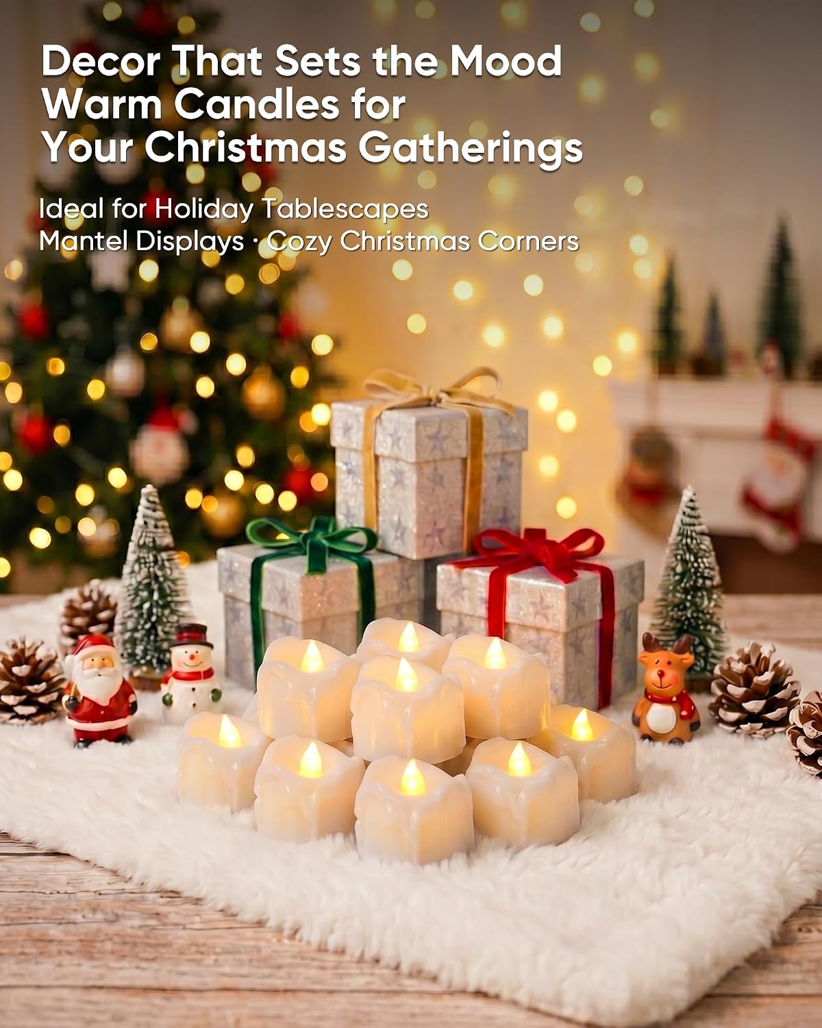 Homemory 12Pack Dripping Flameless LED Tea Lights,1.58"x 1.2",White Body