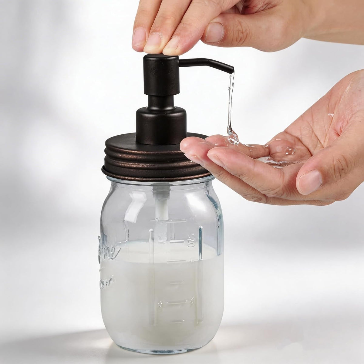 Amolliar Mason Jar Liquid Soap Dispenser Lid, Bathroom Decor, Bronze 1 Pack