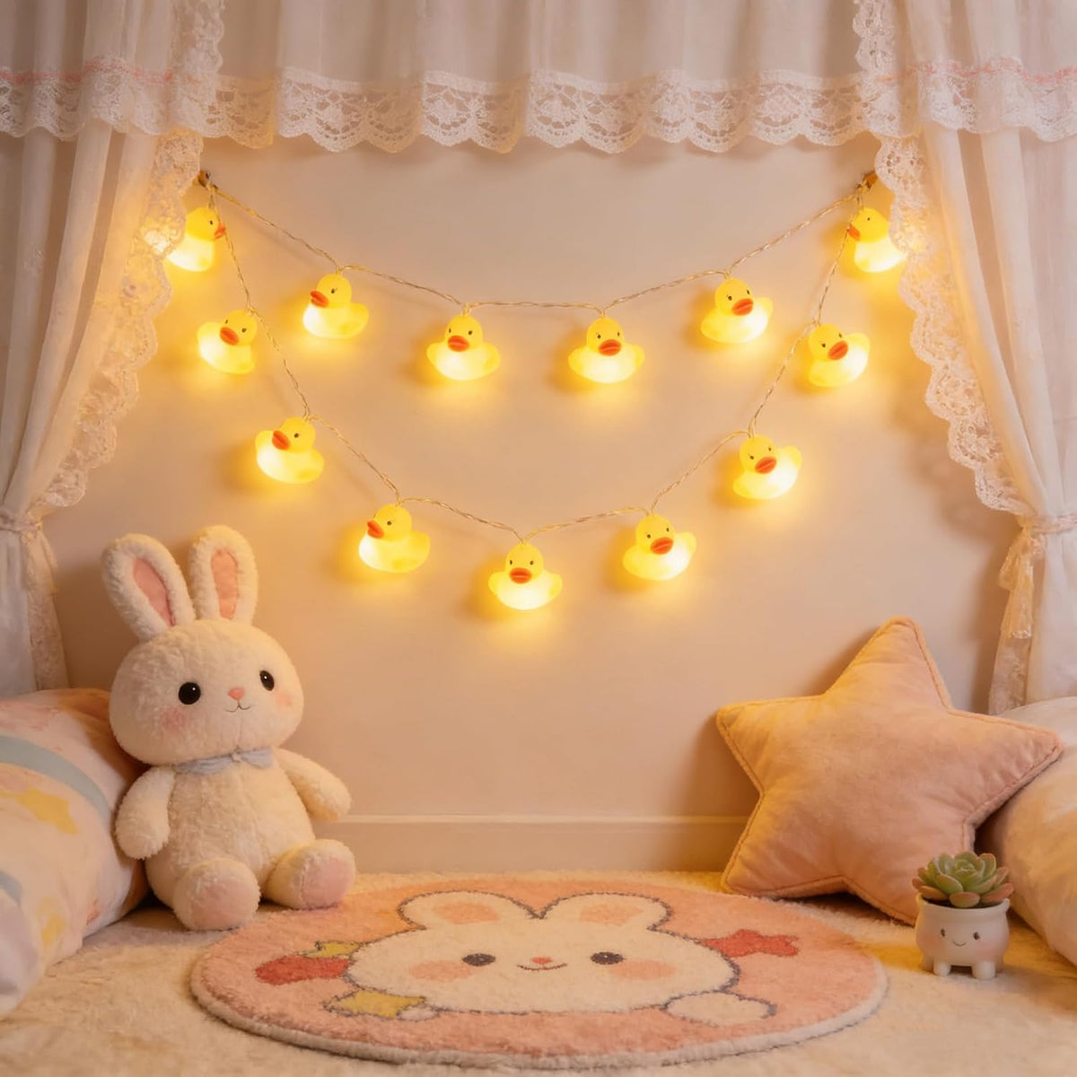 Cute Fairy Duck String Lights, 4.9Ft/1.5M, 10 LED Battery Operated