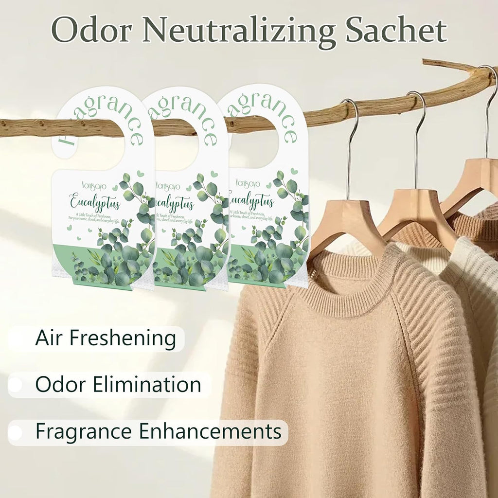 14 PCS Eucalyptus Sachets Bags for Drawers and Closets, Long Lasting Scented Sachets Air Fresheners, Natural Odor Eliminator, Home Fragrance for Wardrobe, Shoe Cabinet, Car & Bathroom Potpourri Bag