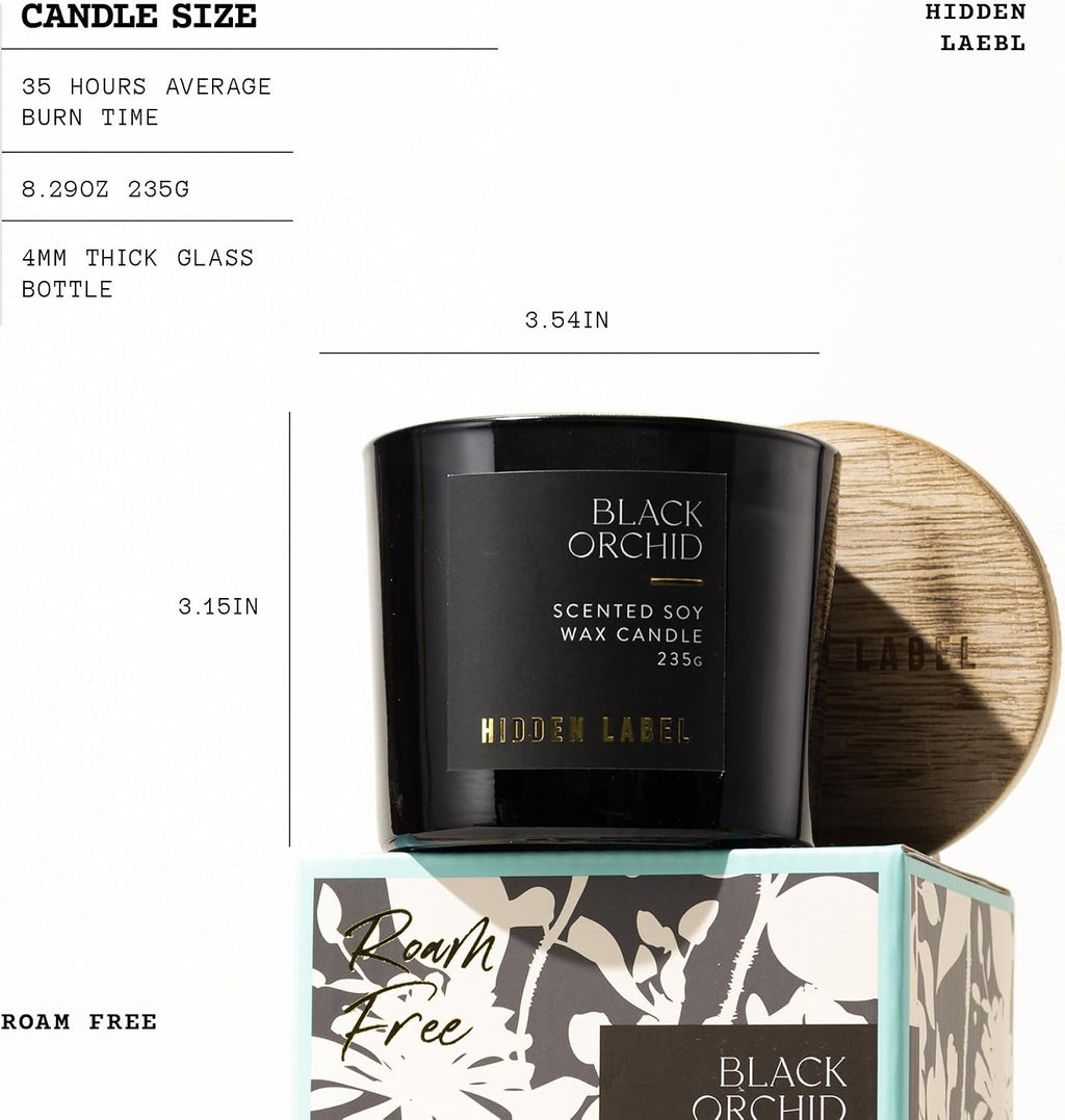 Hidden Label Black Orchid Scented Candle, 8.3 oz