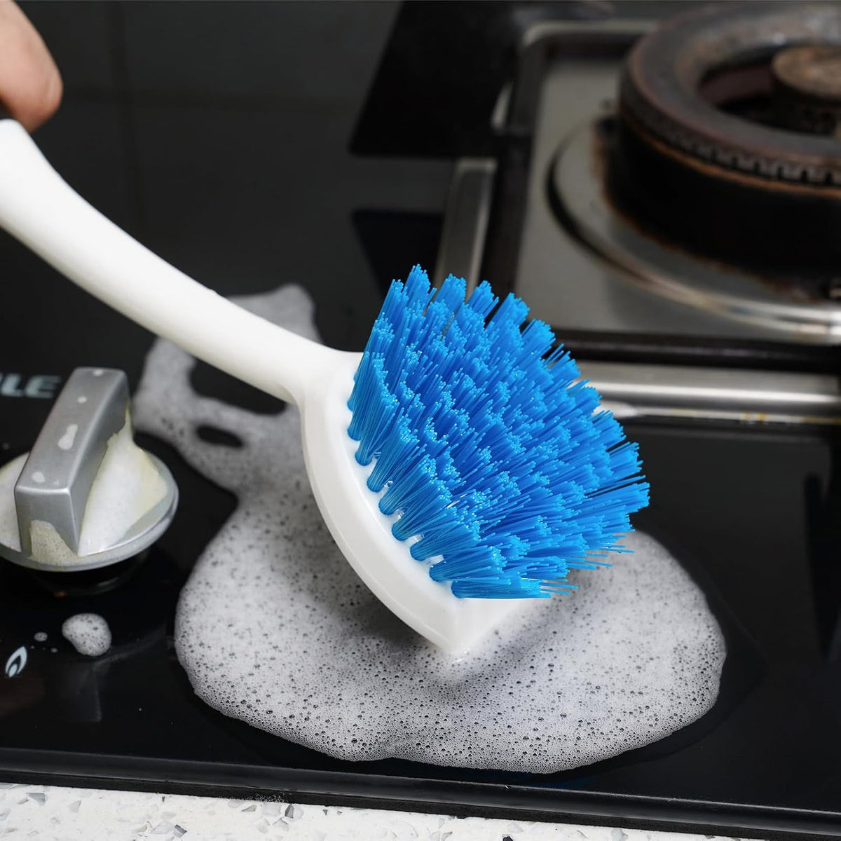 MOSOLAN Dish Brush Set of 3 with Bottle Brush, Dish Scrub Brush, Round Head