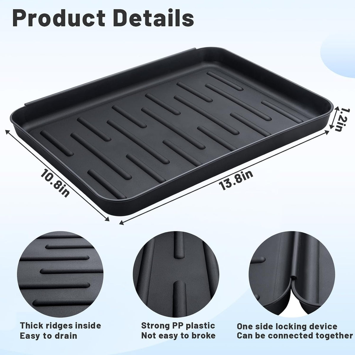 Boot Tray for Entryway Indoor, 4 Pack Plastic Shoe Mat Small Wet Shoe Tray with Raised Edge, Waterproof Winter Boot Mat for Mudroom, Garage, Garden, Black