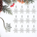 12pcs Christmas Snowflake Shower Curtain Hooks for Winter Snowman Snow Themed Shower Curtains Bathroom Decorations, Silver Rustproof Resin Country Farmhouse Xmas Theme Bathroom Decor Accessories Set