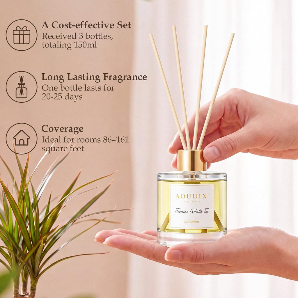 Reed Diffuser Set of 3, Long Lasting Scent Diffusers for Home Office