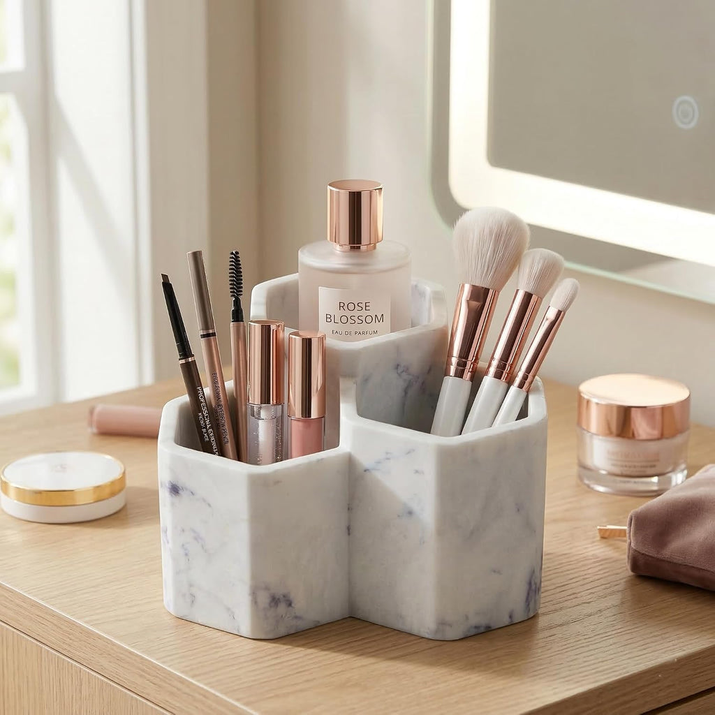Resin Toothbrush Holder, 3-Slot Bathroom Countertop Organizer