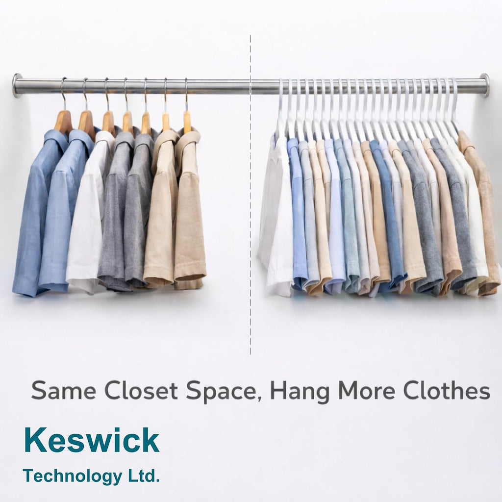 50 Pack White Plastic Hangers, Space Saving Closet Hangers with Non-Slip Notches, Durable Slim Hangers for Shirts, Dresses, Jackets, Pants