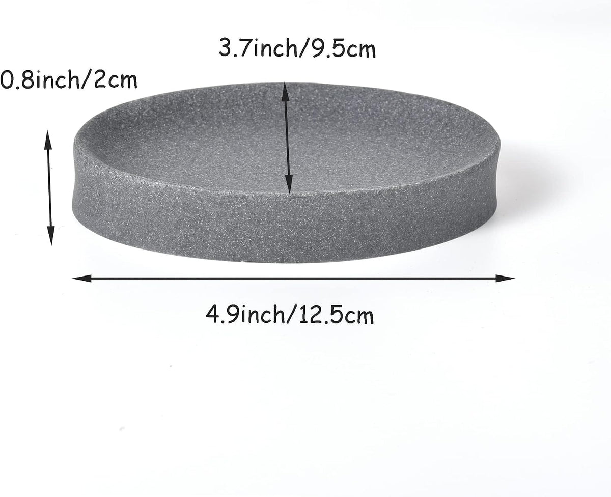 IMEEA Oval Resin Soap Dish for Bathroom Sink Stone-Look Soap Tray Holder for Bar Soap, Sponge or Shampoo Bar (Grey)