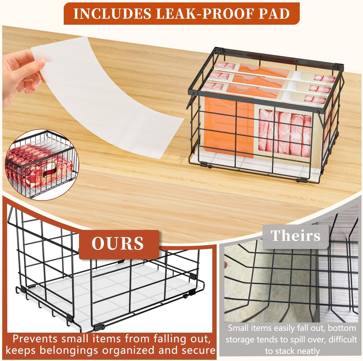 Freezer Organizer Bins for 3.5 Cu.Ft,Upgrade Quick Expand/Collapse,4PACK