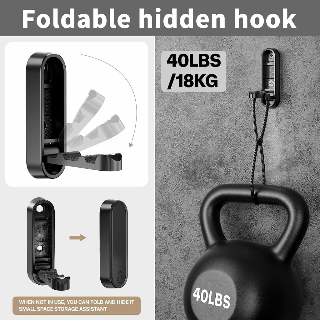 Folding Coat Hooks, Zinc Alloy Foldable Wall Hooks Heavy Duty Bathroom Towel Hooks Flip Down Towel Hooks for Hanging Coat Towels Clothes Hat Bags Keys 2 Pack (2, Black)