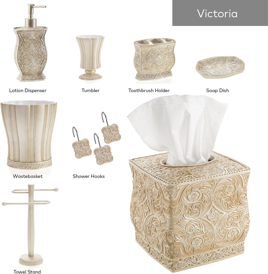 Creative Scents Victoria Beige 4 Piece Resin Bathroom Accessories Set