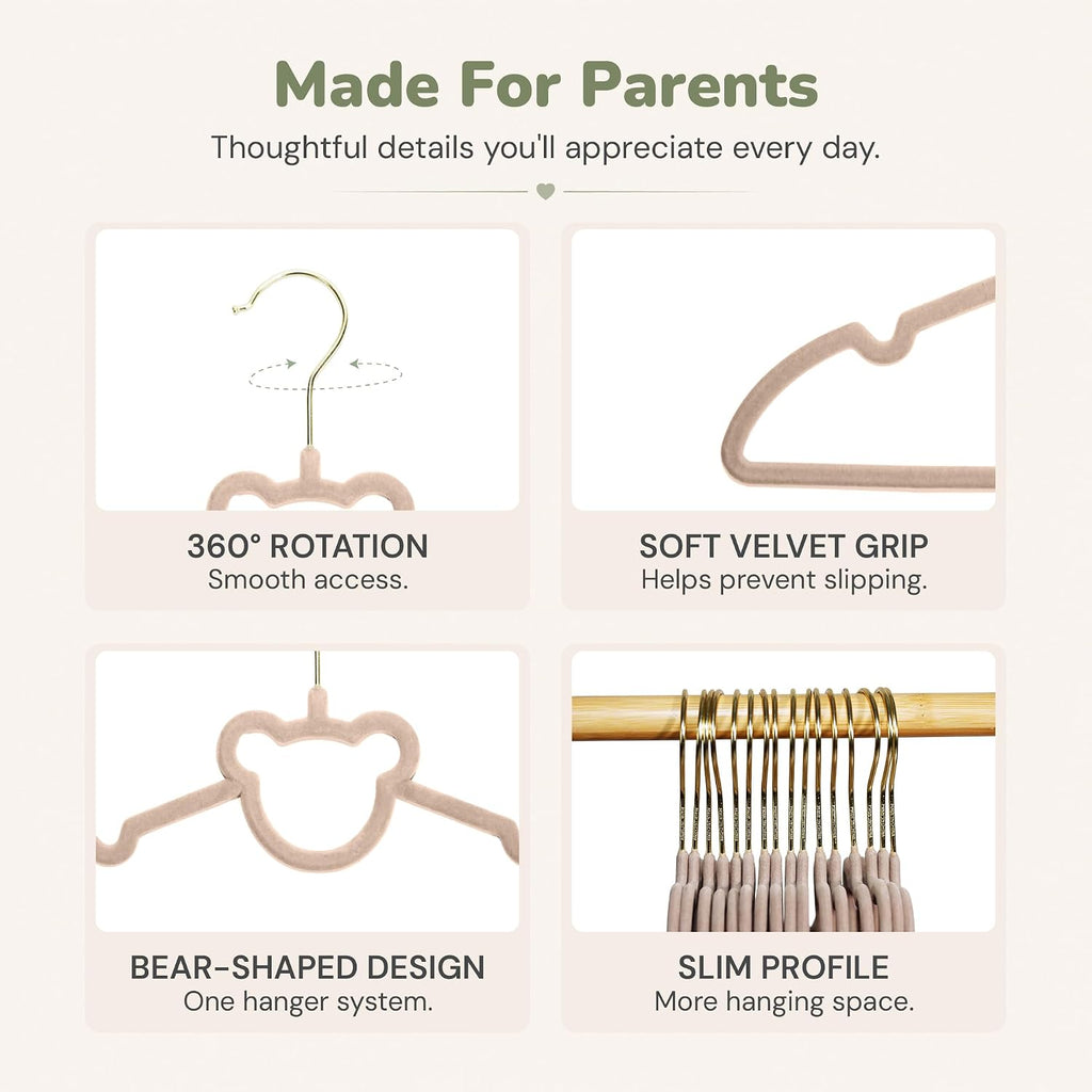 Kids Velvet Hangers with Clips, 50 Pack for Toddler to Youth