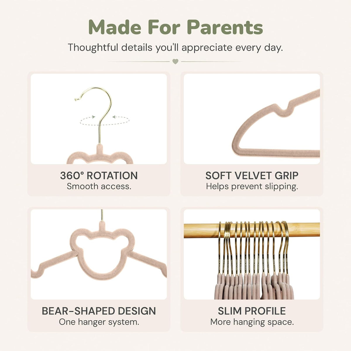 Kids Velvet Hangers with Clips, 50 Pack for Toddler to Youth