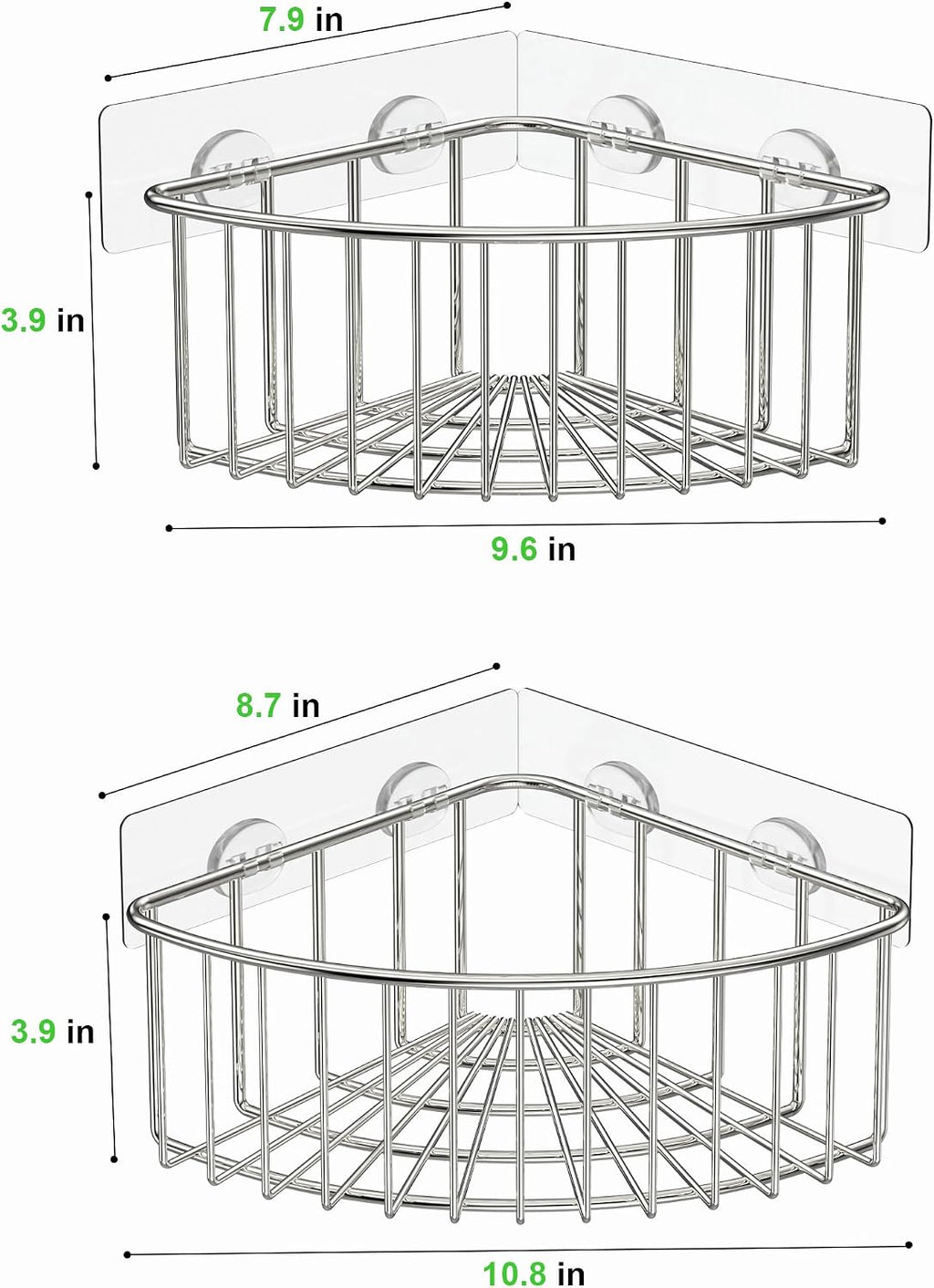 SMARTAKE 2-Pack Corner Shower Caddy Deep Basket, SUS304 Stainless Steel
