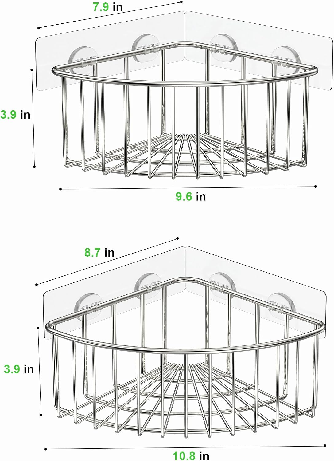SMARTAKE 2-Pack Corner Shower Caddy Deep Basket, SUS304 Stainless Steel