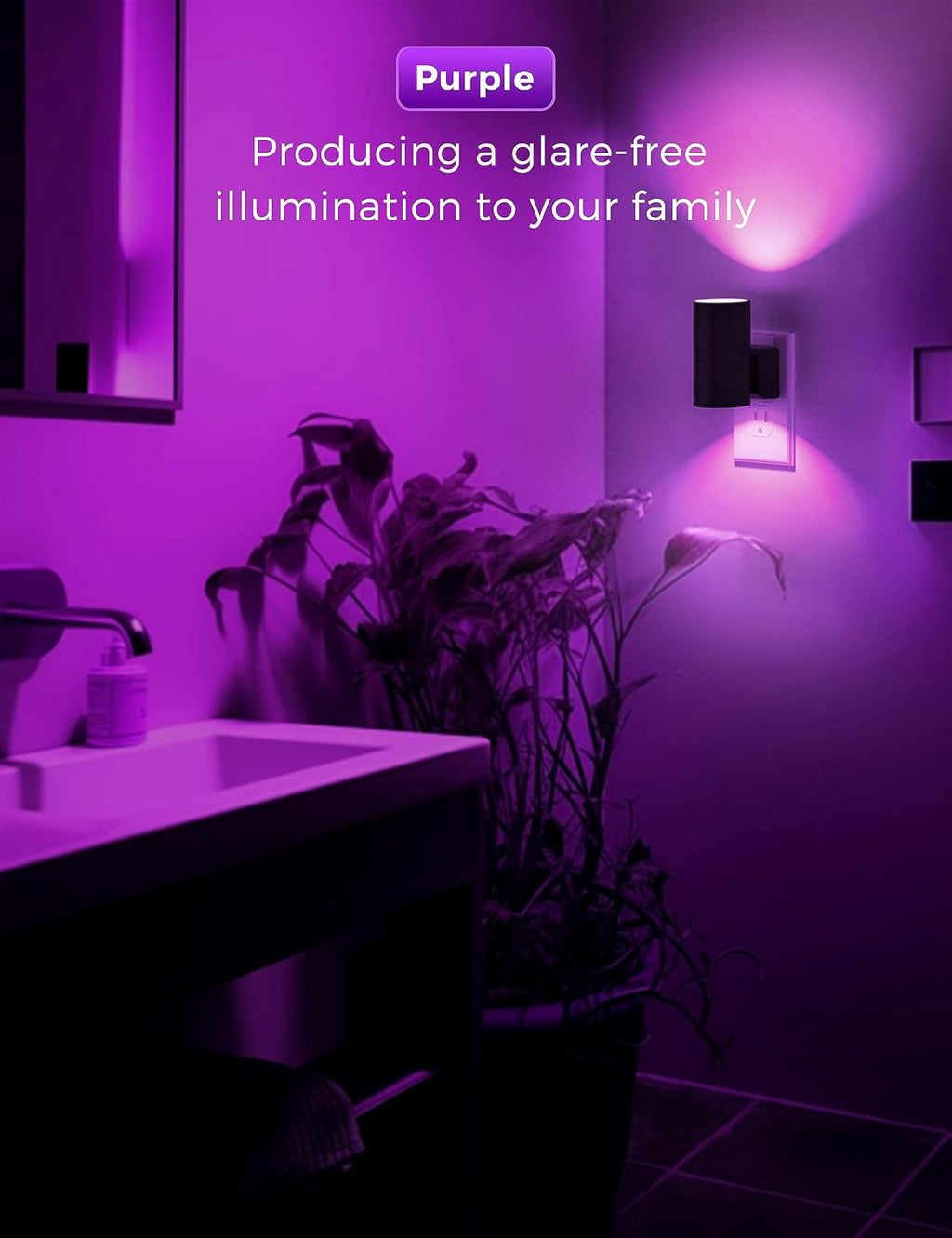 L LOHAS LED Purple Night Light, Purple Lights, Night Lights Plug into Wall