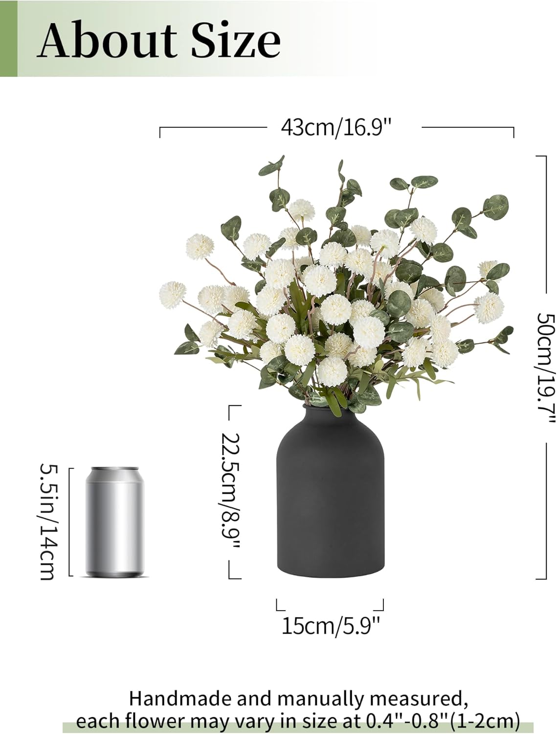BLOSMON Fake Mum Flowers in Vase, White Dining Table Centerpiece Decor
