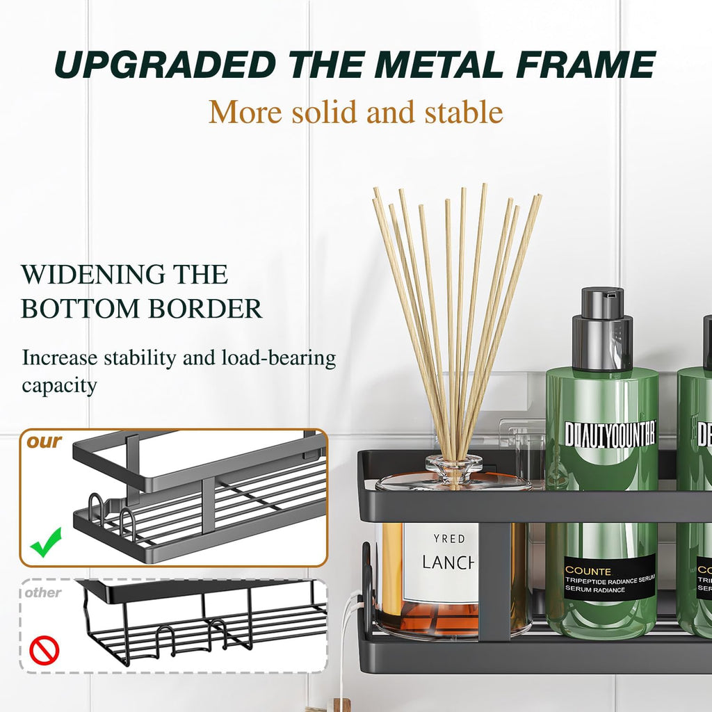 Youvip Adhesive Shower Caddy, Black, 3 Pack
