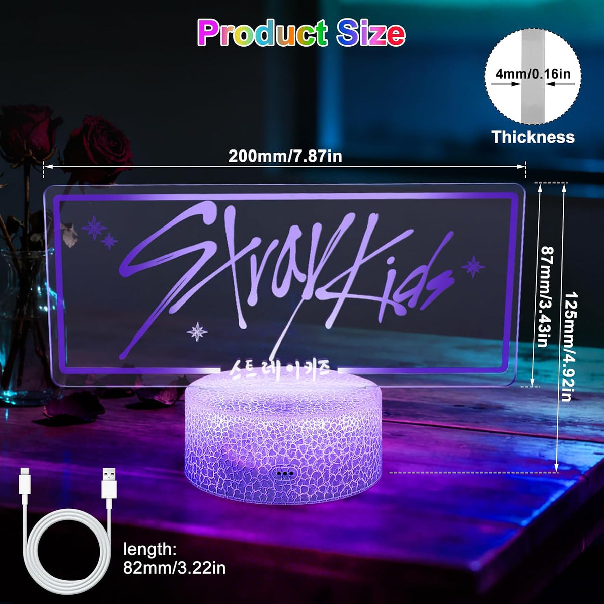 Stray Kids LED Night Light, 16-Color Adjustable Lamp for SKZ Stay Fans