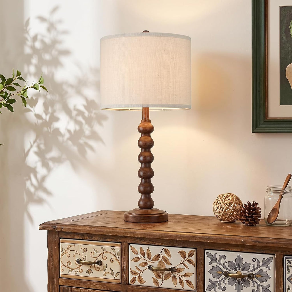 27" Farmhouse Table Lamps Set of 2 for Living Room, Brown Lamps for Bedroom
