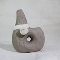 Gray Terracotta Vase, Boho Geometric Hollow Decor with Pom-Pom
