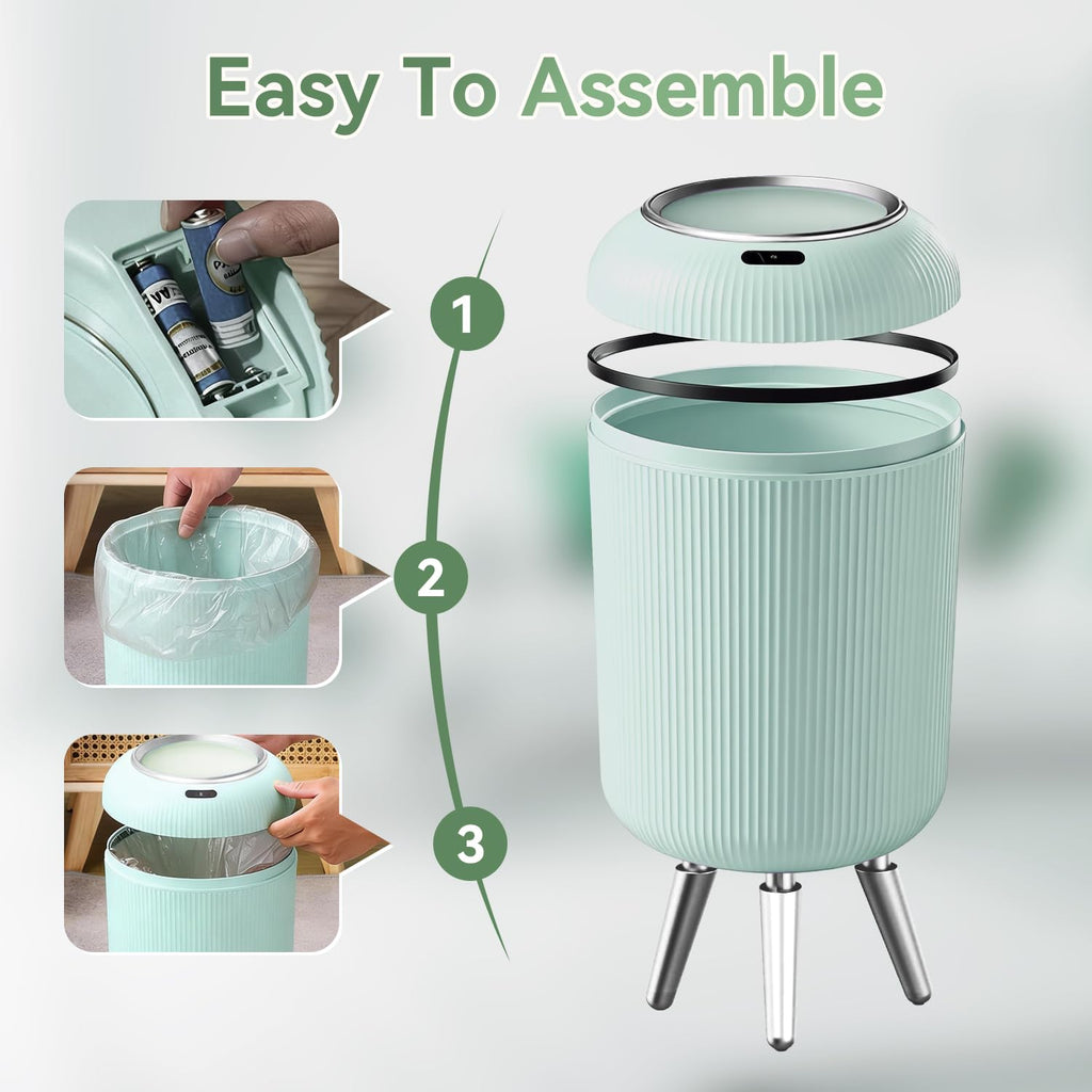 Procade Blue Bathroom Trash Can with Lid,Small Automatic Touchless Trashcan
