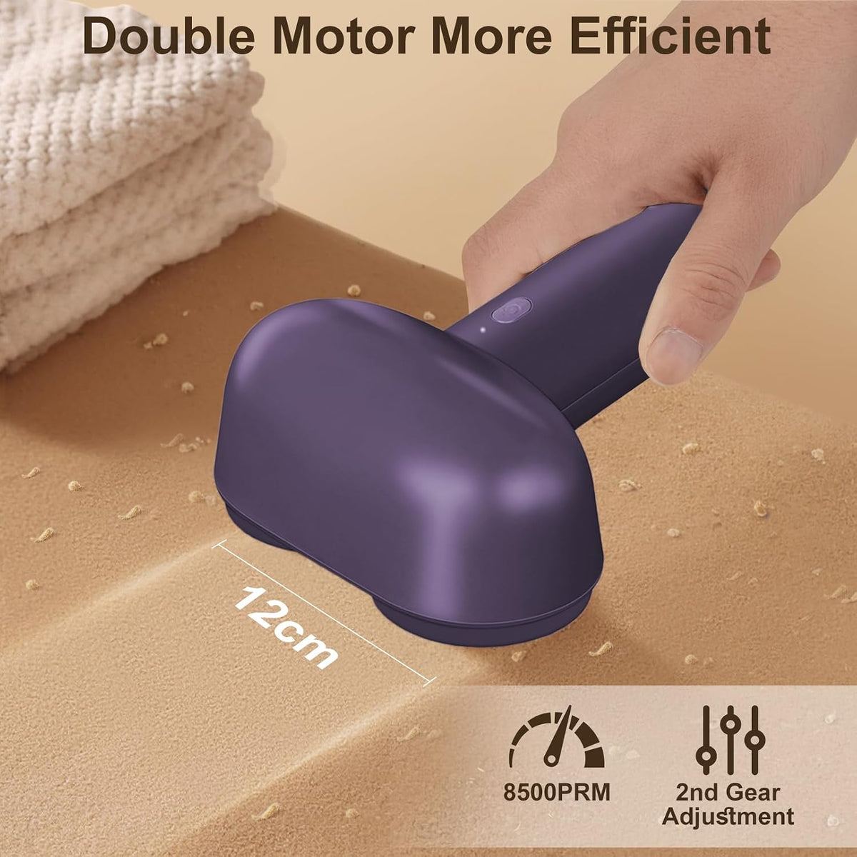 Fabric Shaver, Dual Motor Electric Lint Shaver for Clothes, 6 Blades, Purple