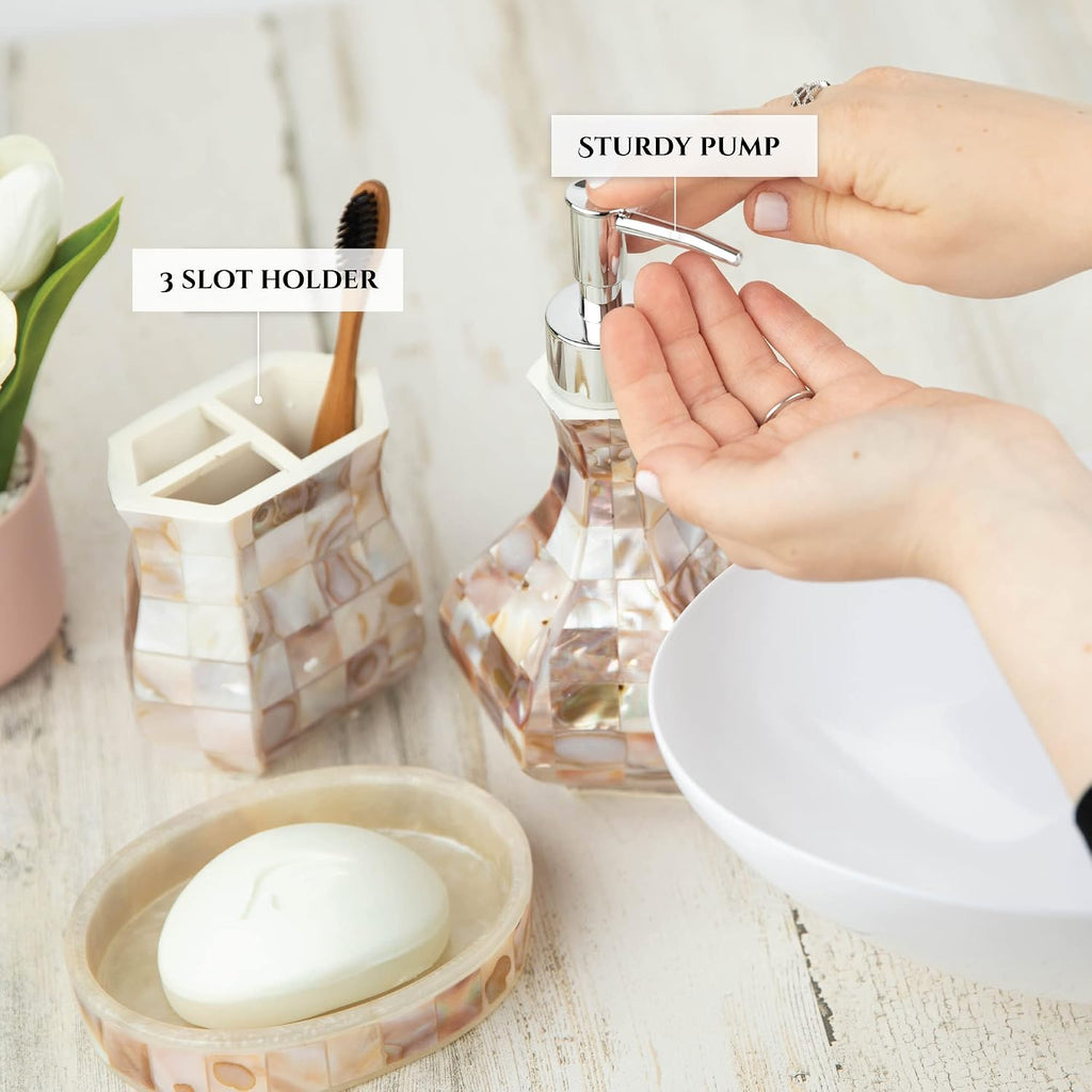 Milano Mother of Pearl 4 Piece Resin Bathroom Accessories Set