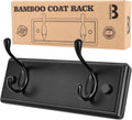 Badiano Heavy Duty Wooden Coat Rack, Wall-Mounted Organizer, 9 Inch, Black
