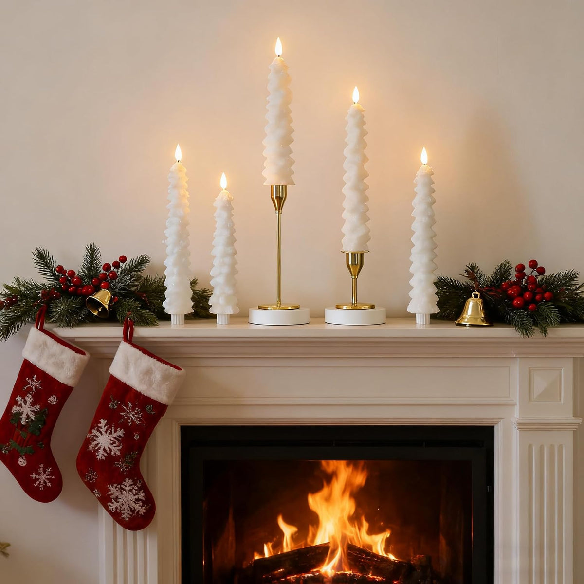 MUMCHASI Christmas Decorations, Christmas Tree Flameless Taper Candles