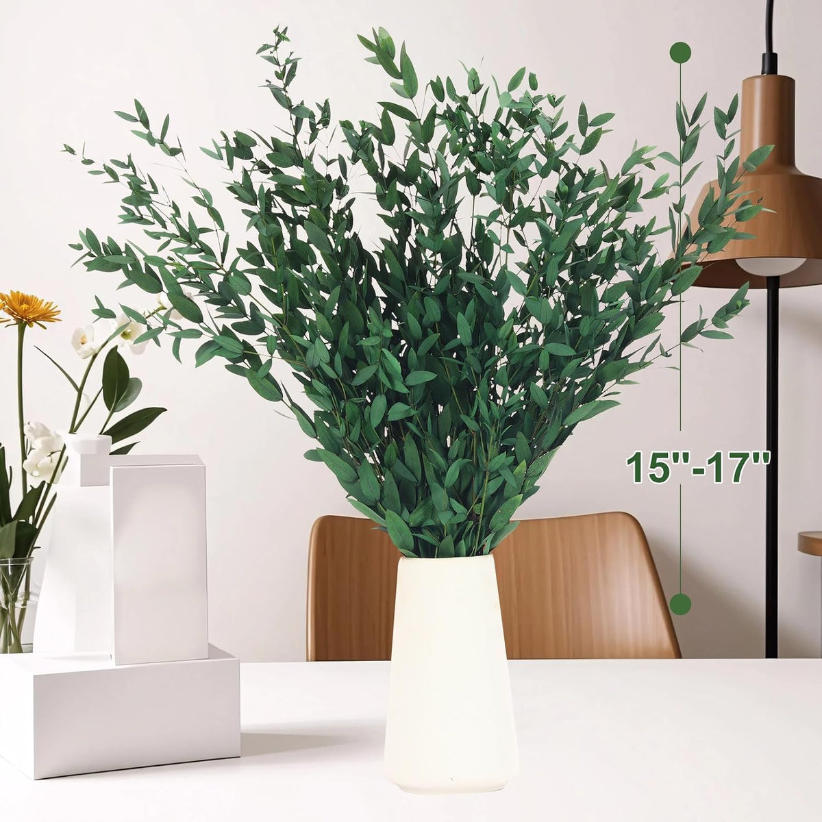 7-12 Pcs Preserved Eucalyptus Stems, 14-17" Greenery Leaves for Vase Filler