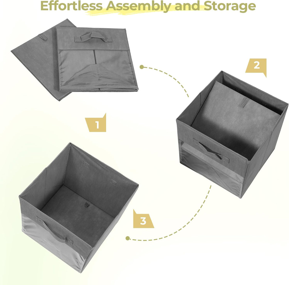 Storage Bins with Clear Window, 11x11 Storage Cubes, Collapsible Cube Storage Box, Fabric Closet Organizers with Handles for Home, Office, Shelf, Closets, Living Room, Grey, 12 Pack