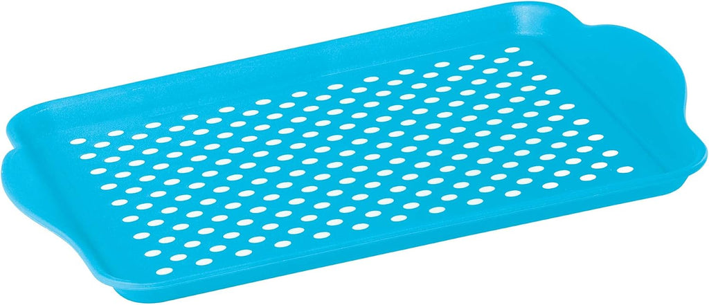 OGGI Anti Slip Serving Tray with Handles- Blue Rectangle Serving Tray - Ideal for Eating, Breakfast, Food Tray, Appetizer, Serving