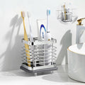 Shinowa Toothbrush Holder Wall Mounted for Bathroom 2 Slots, Silver