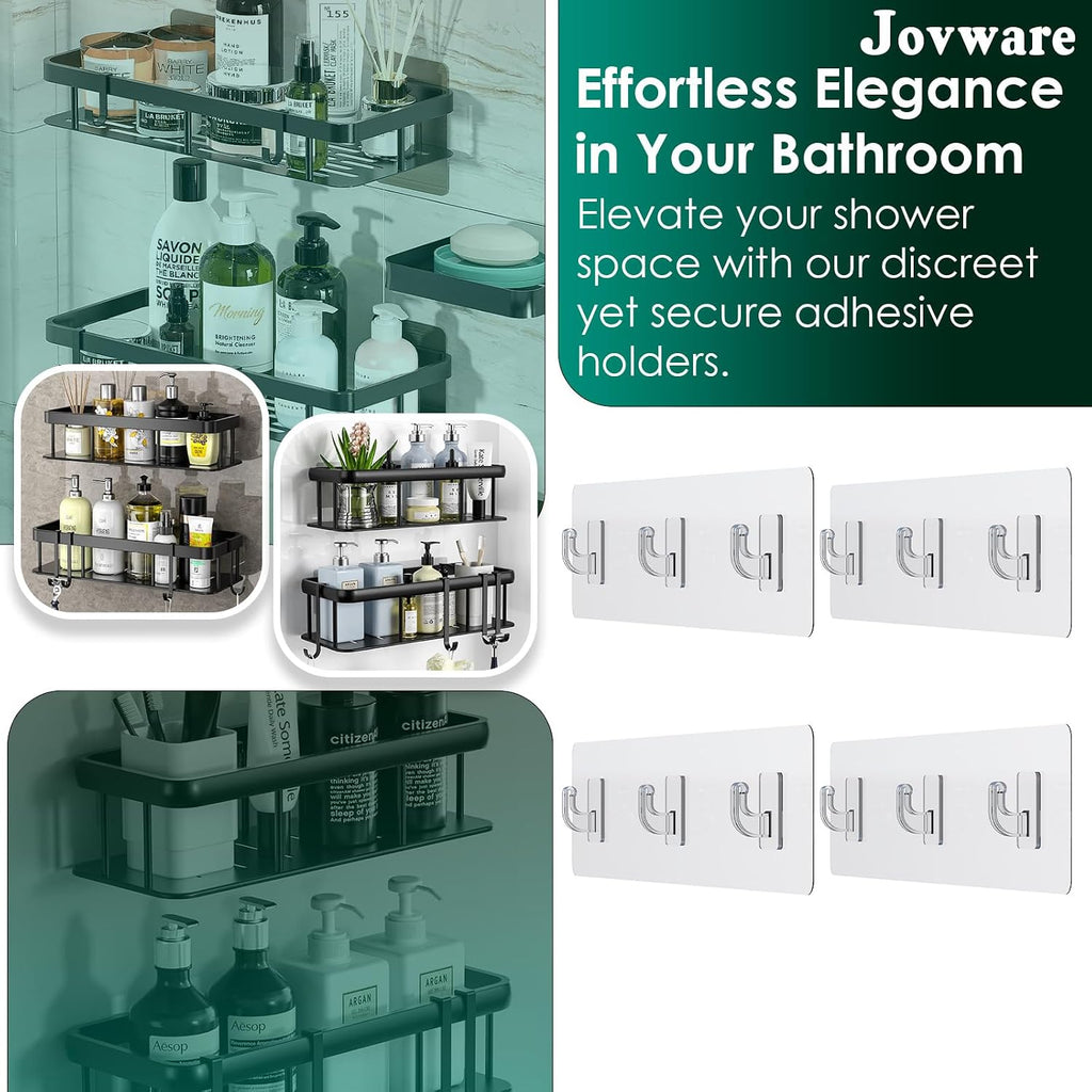 Shower Caddy Adhesive Replacement Stickers for Organizer and Shelf, Bathroom Strips 4 Pack