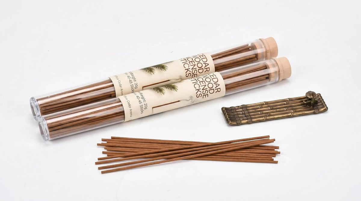 Natural Cedar Incense Sticks, 2 Tubes, Pure Cedarwood Incense, 1.4 oz