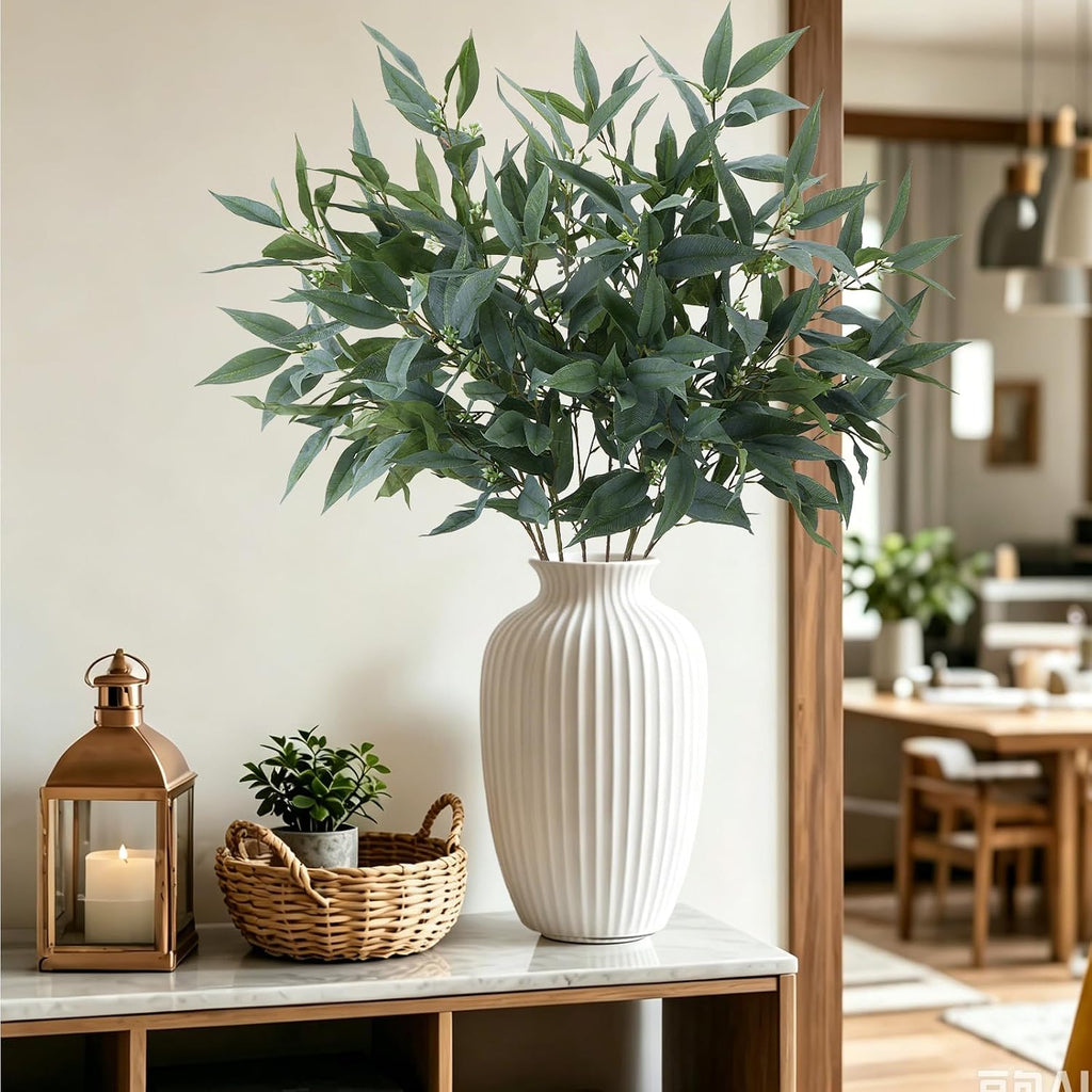 GTIDEA 8 Pack 37.5'' Artificial Eucalyptus Greenery Stems with Faux Seeds