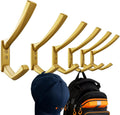 Heavy Duty Wall Hooks, 5 Inch Large Wall Mount Hooks for Hanging Heavy Backpacks, School Bags, Winter Coat, Handbags, Purses in Entryway, Hallway, Garage, Bathroom, Laundry (6, Gold)