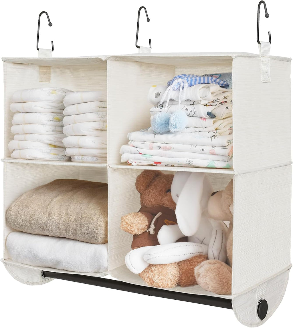 StorageWorks Hanging Closet Organizer with Rod, 4 Sections, 2 Tiers