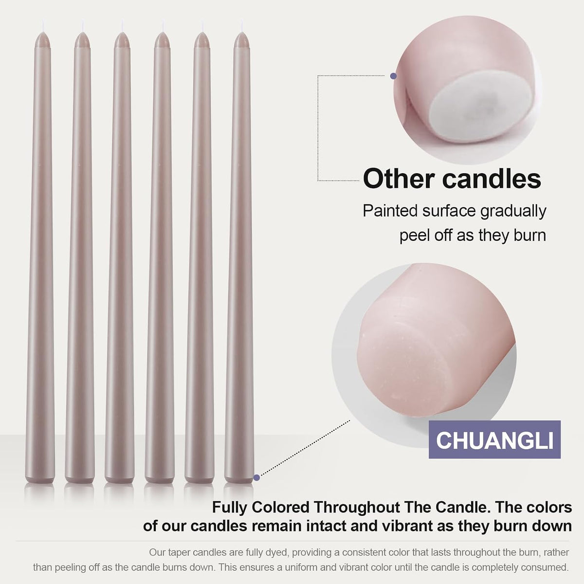 6 Pack Taper Candles - Taper Candles 12 Inch Dripless, Smokeless & Unscented - 8 Hours Long Burning - Hand Poured Tall Candlesticks - Ideal for Weddings, Dinner Parties, and Home Decor