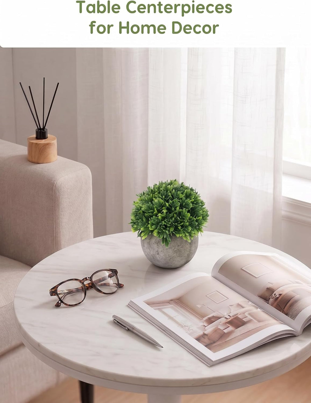 Velener Artificial Boxwood Faux Plant Indoor- Topiary Small Desk Plant Decor for Bedroom Office Cubicle Shelf Decor Window Will Plant Shelf Decoration Dorm Kitchen Counter, Farmhouse Home Decor Accent