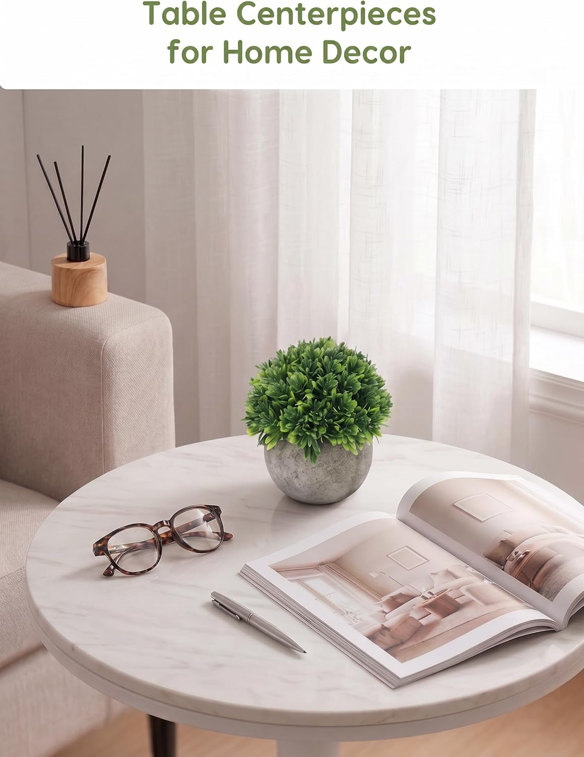 Velener Artificial Boxwood Faux Plant Indoor- Topiary Small Desk Plant Decor for Bedroom Office Cubicle Shelf Decor Window Will Plant Shelf Decoration Dorm Kitchen Counter, Farmhouse Home Decor Accent